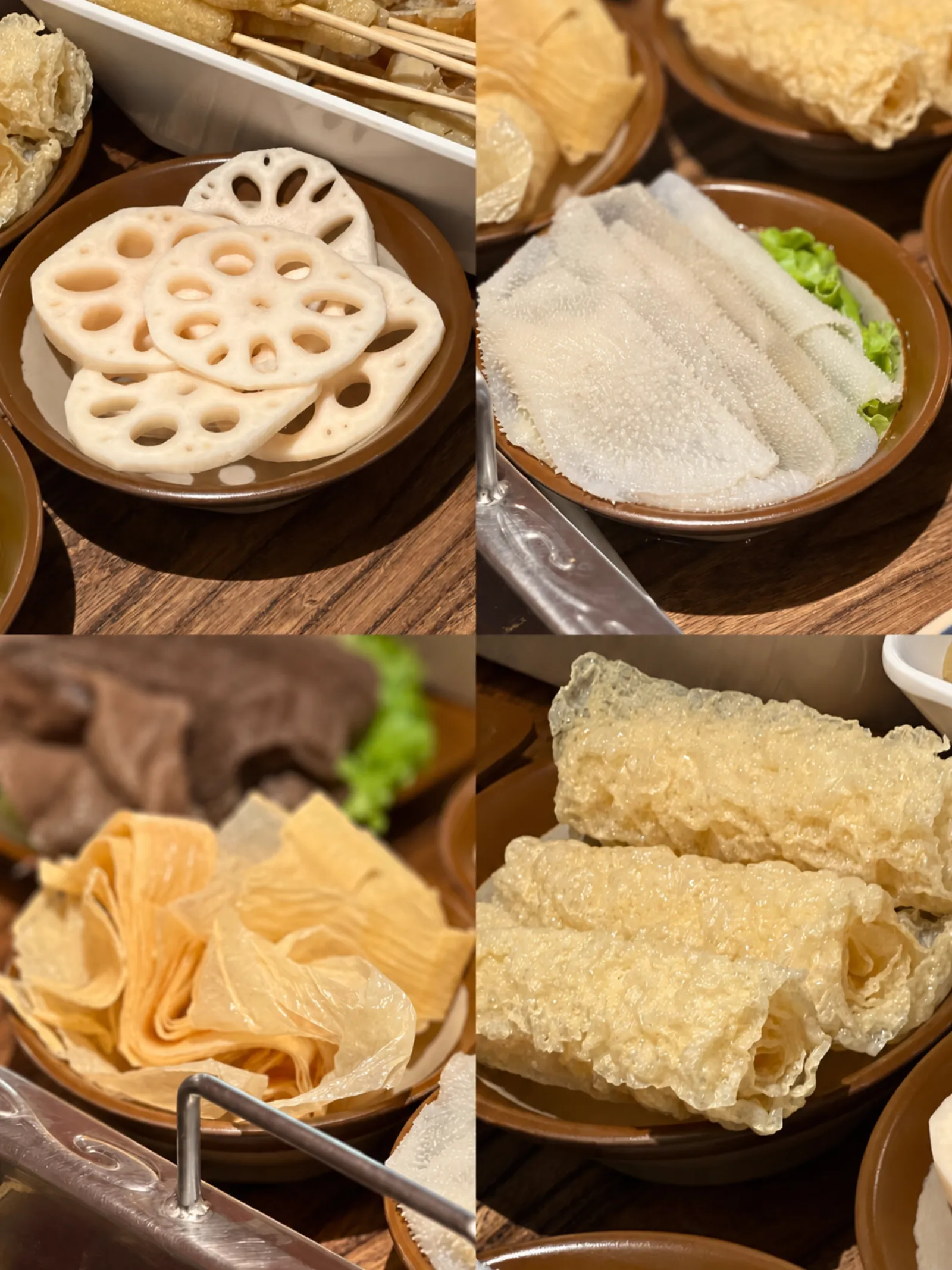 Assortiment de légumes, lotus, tripes et tofu